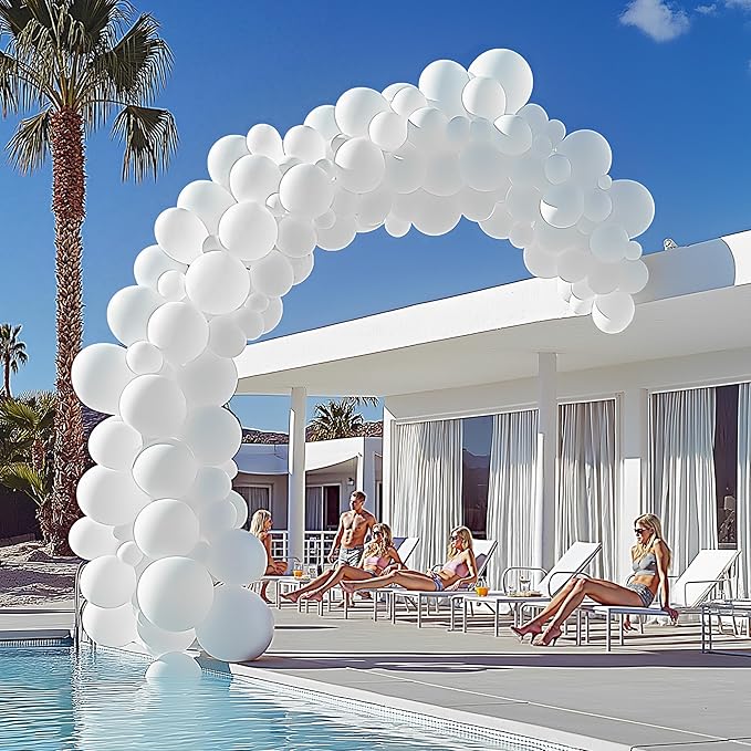 JOYIN 150 Pcs White Balloons, Different Sizes 18 12 10 5 Inch White Latex Balloon Arch Kit with Instruction for Birthday Decoration Party Graduation Wedding Holiday