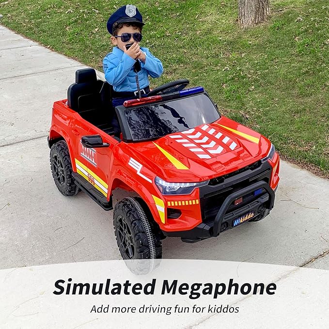 24V 10Ah Electric Police Car Ride on Toy for Big Kids, 4WD 2 Seater Kids Ride on Car SUV w/Remote Control, 4x200W Motors - Red
