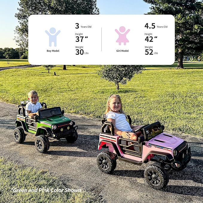 4WD Kids Ride on Car Truck, 12V 7Ah Kids Electric Vehicles Car Ride on Toy w/Remote Control - Army Green